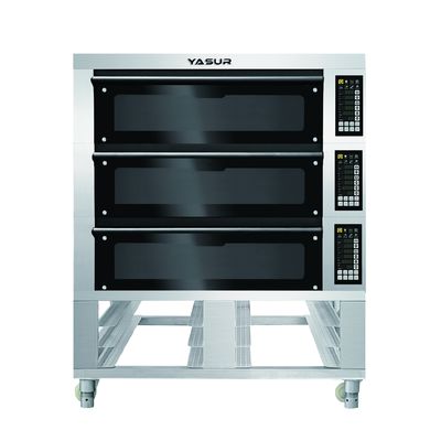Yasur Electric 3 Deck 6 Tray Oven لصينية 40X60 سم ، 11Kw لكعك الخبز والكعك وخبز البيتزا