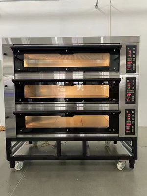 300c فرن كهربائي سطح 40x60 سم كوكي 3 طوابق 9 صينية فرن
