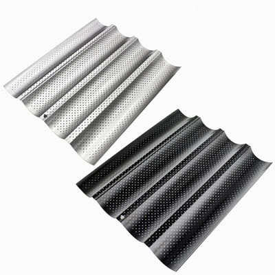 خدمة الطعام NSF 5 Loaf Glazed Aluminium Baguette Baking Tray French Bread Pan