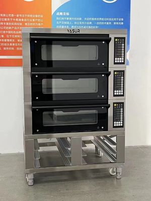 يسور 9 صينية فرن مخبز على سطح السفينة كهربائي 300c 40x60 3 طبقات فرن مخبز