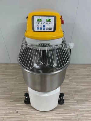 4.5kw خلاط العجين الحلزوني الثقيل ثنائي السرعة من الفولاذ المقاوم للصدأ خلاط العجين 50 كجم مع شبكة وعاء