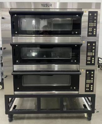 40x60 Asian Bakery Deck Oven 9 Tray 3 Deck Gas Oven للخبز