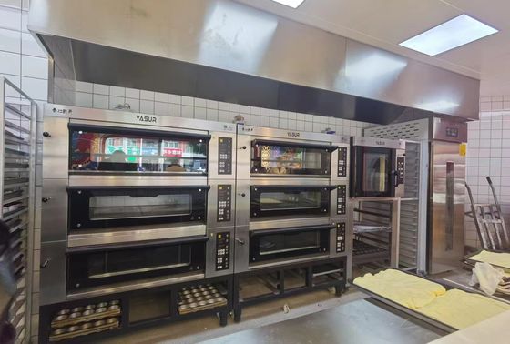 40x60 Asian Bakery Deck Oven 9 Tray 3 Deck Gas Oven للخبز